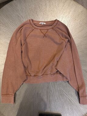 Z Supply Waffle Knit Pullover in rust color